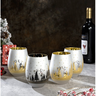 Mercer41 Analise Christmas Stemless Drinking Wine Glasses