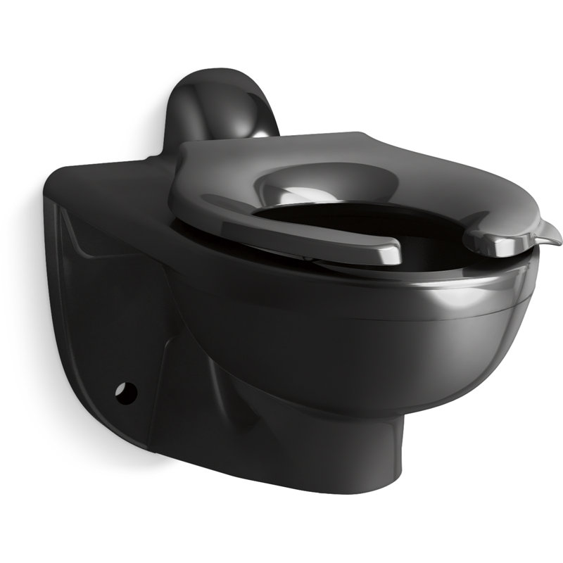Kingston Ultra Wall-Mounted Rear Spud Flushometer Bowl, Black
