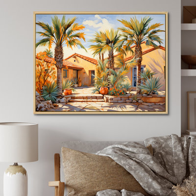 «Palm Trees Farmhouse Still Life Harmony», reproduction sur toile