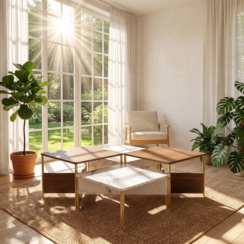Christopher Knight Home, ensemble de 4 tables basses gigognes carrées en MDF, dimensions : 100 cm (L) x 100 cm (P) x 40 cm (H)