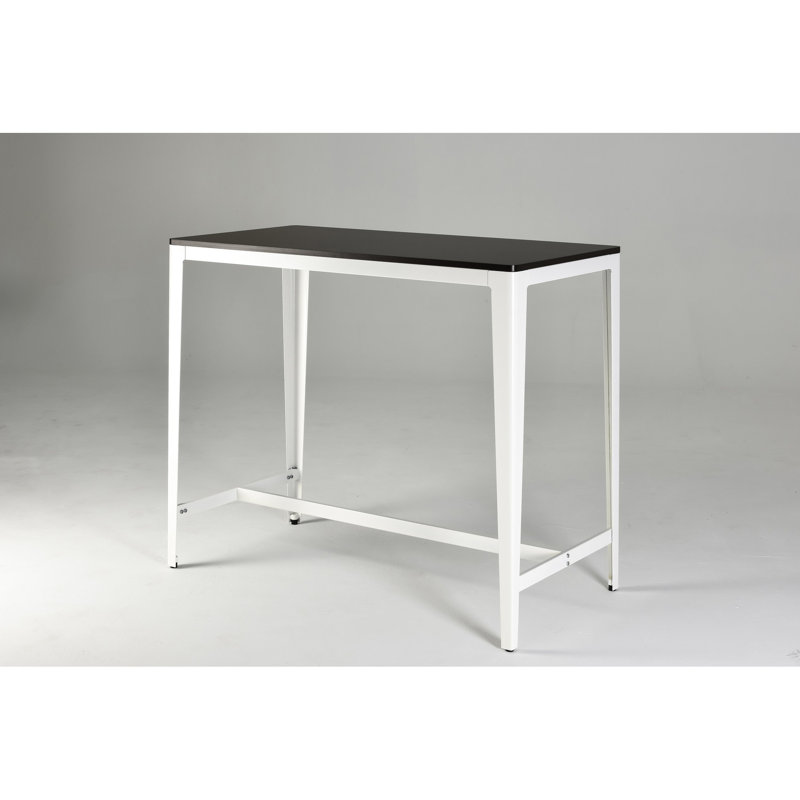 Table rectangulaire à hauteur de comptoir au look minimaliste, base en métal brun / blanc brun et blanc