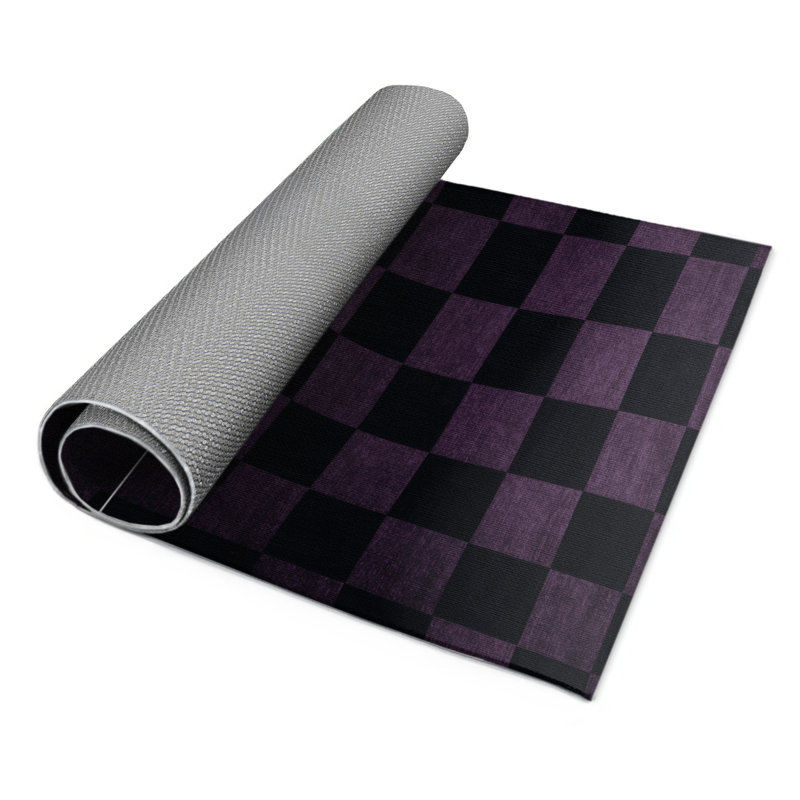 Checkered Gray Indoor and Outdoor Area Rug, Rectangle 9' x 12'