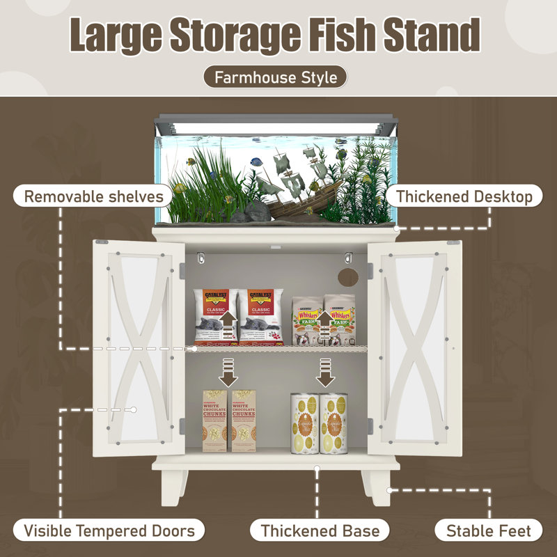 Support d'aquarium de ferme 20 gallons avec station de charge, support pour aquarium avec armoire de rangement, support pour aquarium