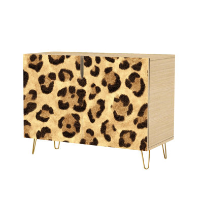 Buffet Buffet avec rangement Peau de léopard tendance avec 2 portes pour le salon et la cuisine