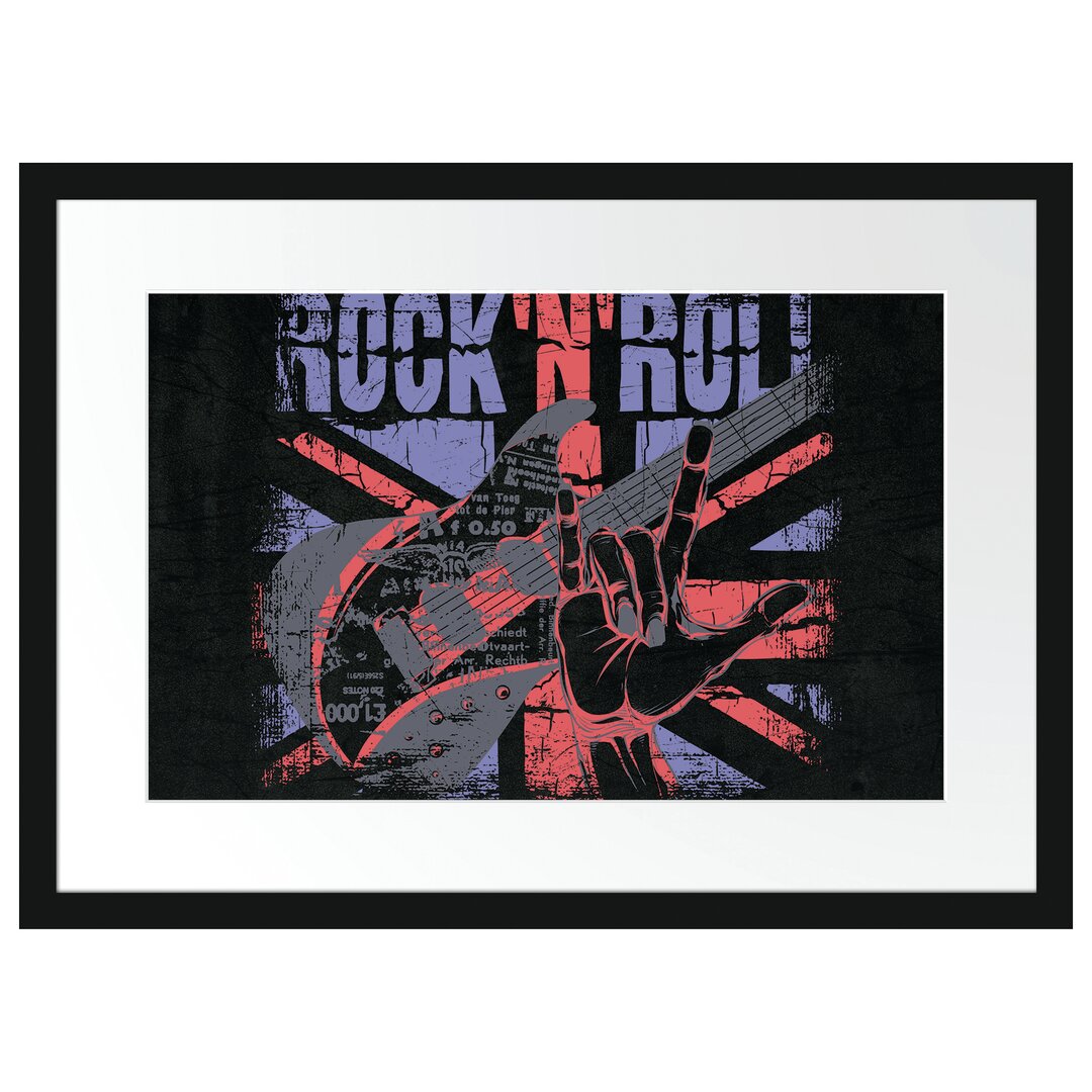 Gerahmtes Poster Rock N Roll Black