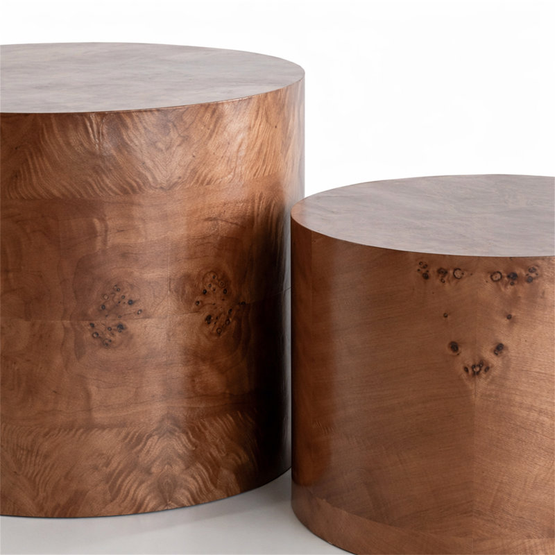 Ensemble de 2 tables basses gigognes, H 14,96 po x l 18,9 po x P 18,9 po, Marron foncé
