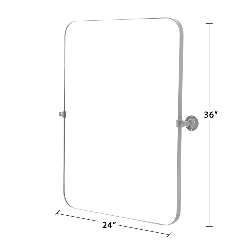 Qualls Metal Wall Mirror, 36" H x 24" W, Black
