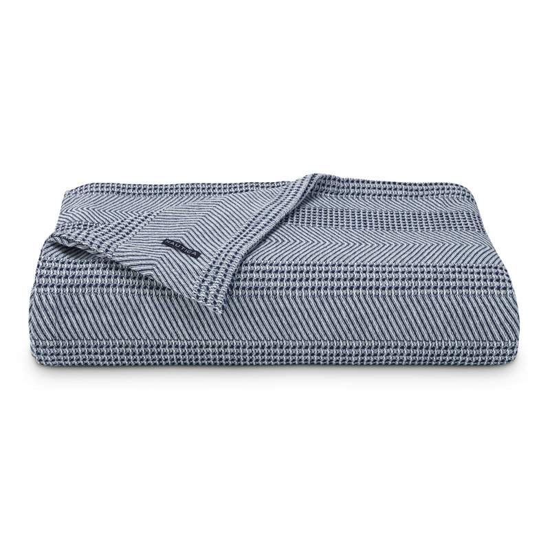 Nautica Chevron Stripe Cotton Blanket, Twin, Navy