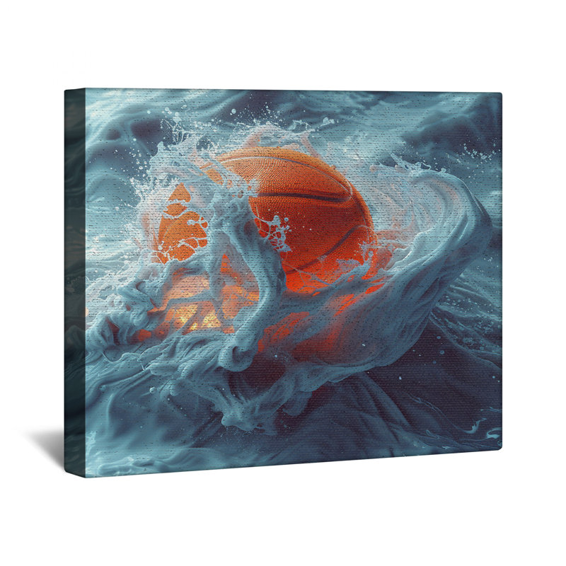 Basketball toile tendue avec châssis - décoration murale sport en plusieurs tailles, 16 po x 16 po
