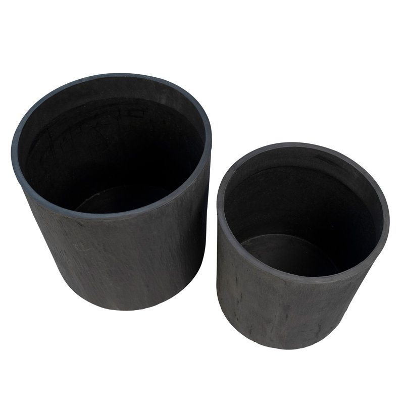 Set of 2 White Ceramic Cylinder Pot Planters