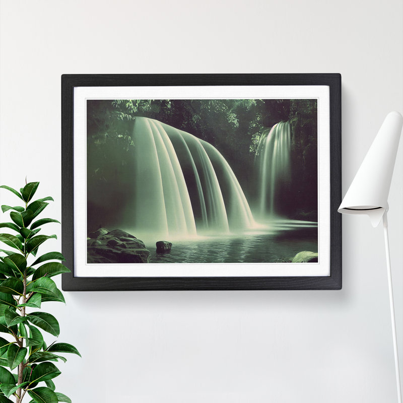Captivating Waterfall - Single Picture Frame Print, Black, 46cm H x 64cm W x 2cm D