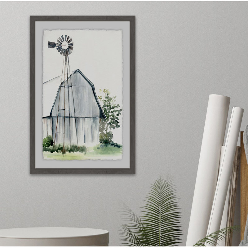 Watercolor Barn V 1 Piece Single Picture Frame Painting, 91cm H x 61cm W x 4cm D