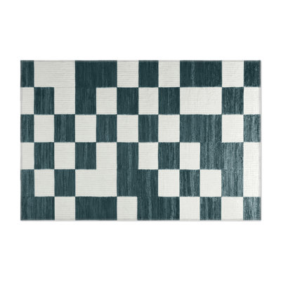 Tapis d'intérieur et d'extérieur à carreaux beige