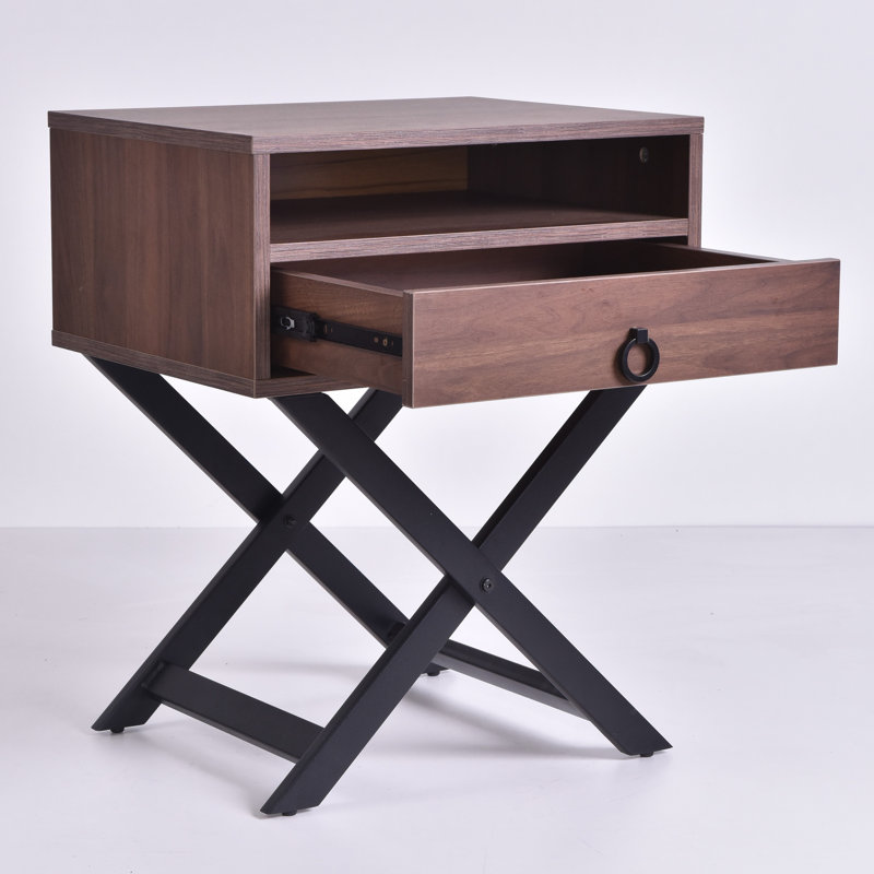 Homayoun 50.2 cm W Bedside Table, Columbia Walnut