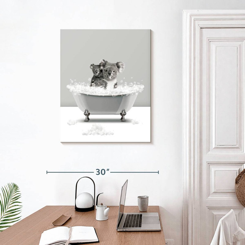 Koalas Koalas bain moussant sur toile, H 30 po x l 24 po x P 1,25 po