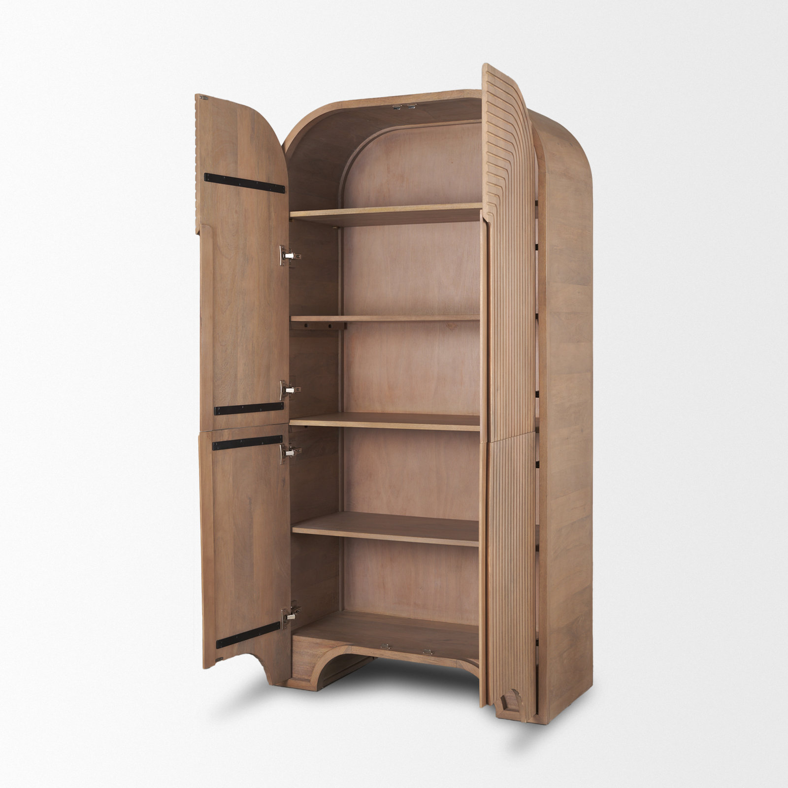 Fluted Mango Wood Accent Cabinet