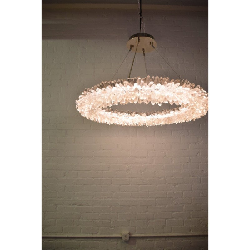 Lustre sphérique en cristal Roxi, Acier bruni, H 9 po x l 50 po x P 50 po, Mélangé