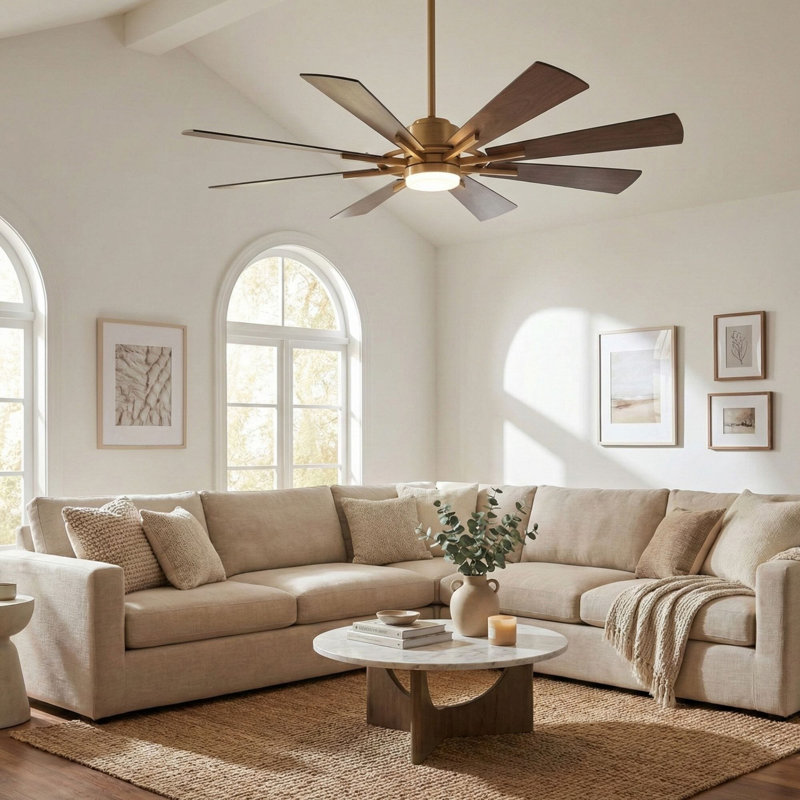 SkyFan Procyon 60" 8-Blade Ceiling Fan, Waltnut/Whitened Oak