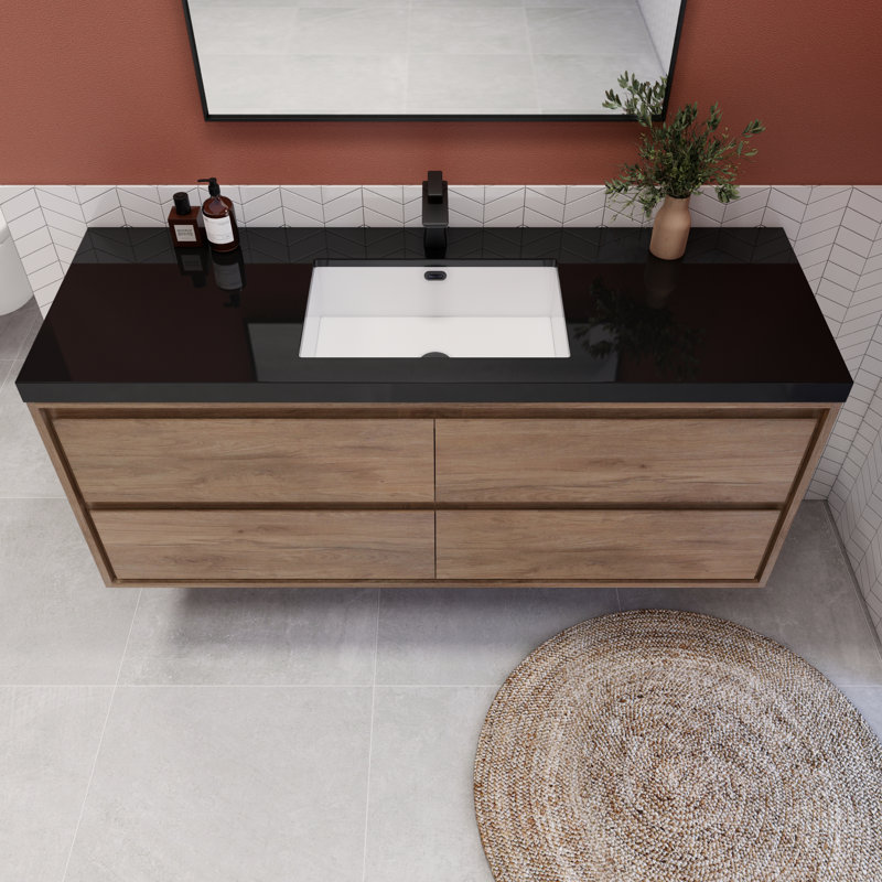Vickye 60" Single Sink Bathroom Vanity Set, Natural Oak