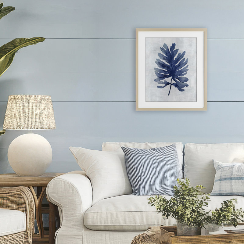 Sea Algae Sprig, reproduction sous verre encadrée, design par Amber Sterling, Cadre de récolte en pin, H 21 po x l 17 po