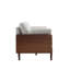 Canapé beige moderne Mid-Century 3 places avec structure en bois d'hévéa