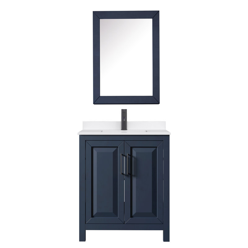 Daria 30'' W Vanity, Blue, Matte Black, White Quartz