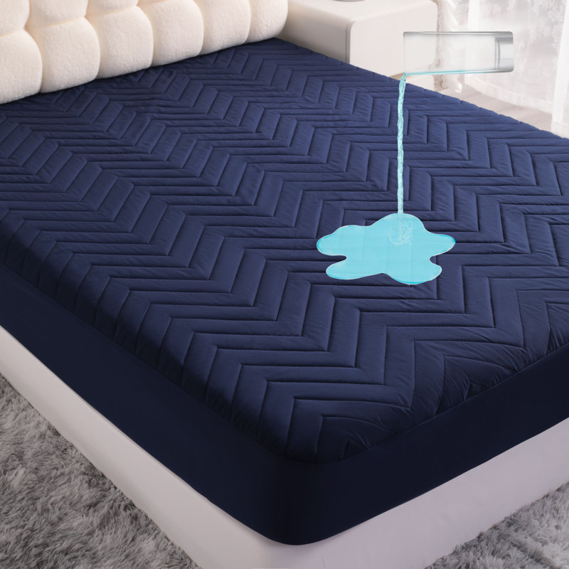 Soft & Breathable Cotton Waterproof Fitted Sheet, Full Fitted Sheet, Navy