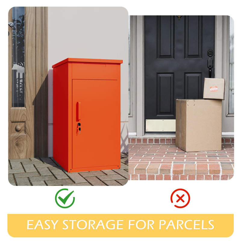 Express Delivery Boxes For Outside, Orange, 56" H x 16.34" W x 17.72" D