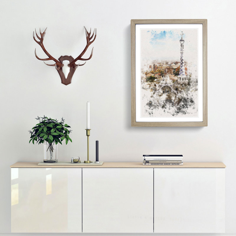 Parc Guell in Barcelona Spain - Framed Print, Oak Framed, 45cm H x 33cm W x 2cm D