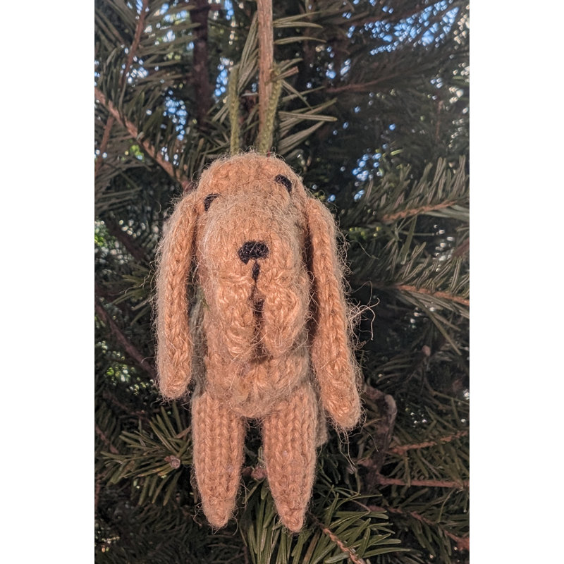 Hand-Knit Alpaca Wool Bloodhound Dog Ornament