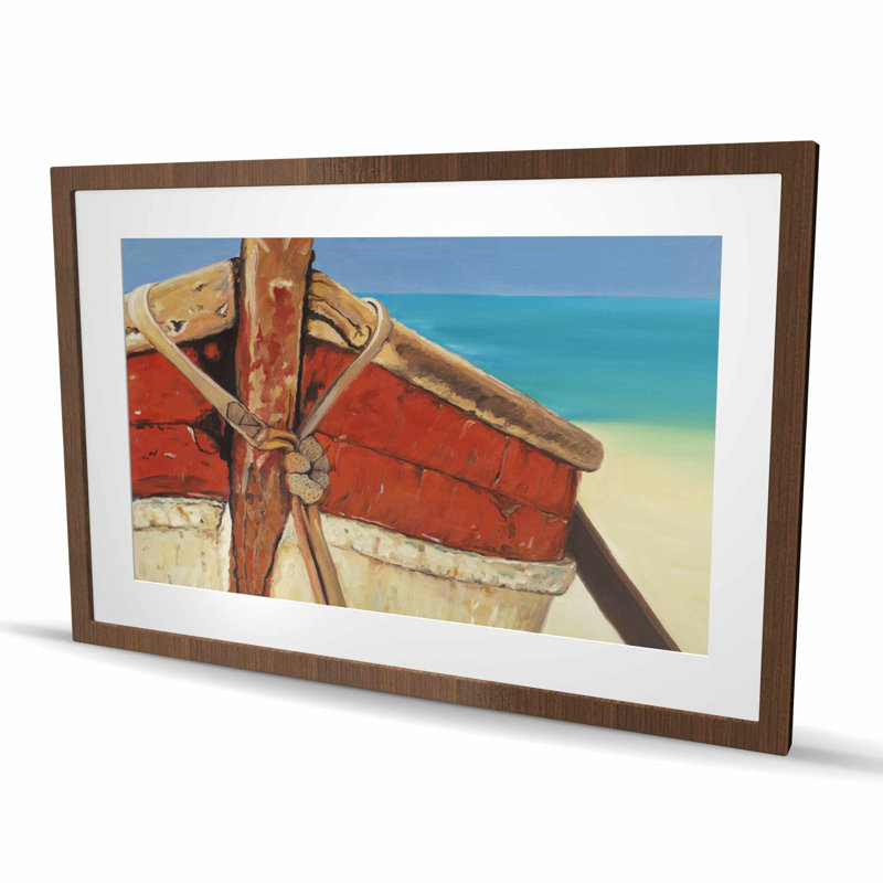 «Tied Up Rowing Boat - Beach Brown», reproduction encadrée, H 24 po x l 36 po, Brun