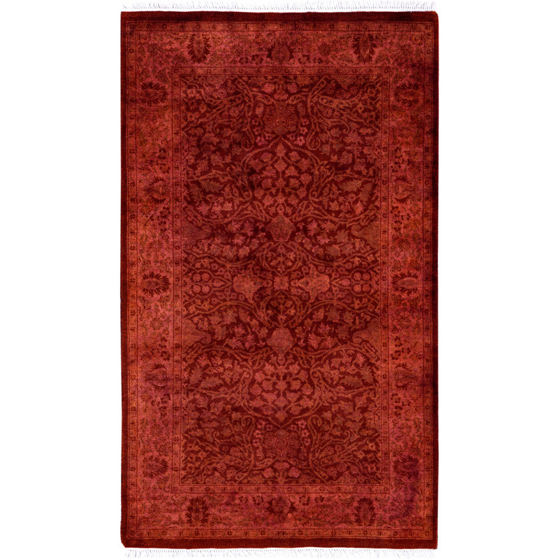Overdyed Hand-Knotted Wool Modern-Contemporary Red Area Rug 3' 1" x 5' 3"