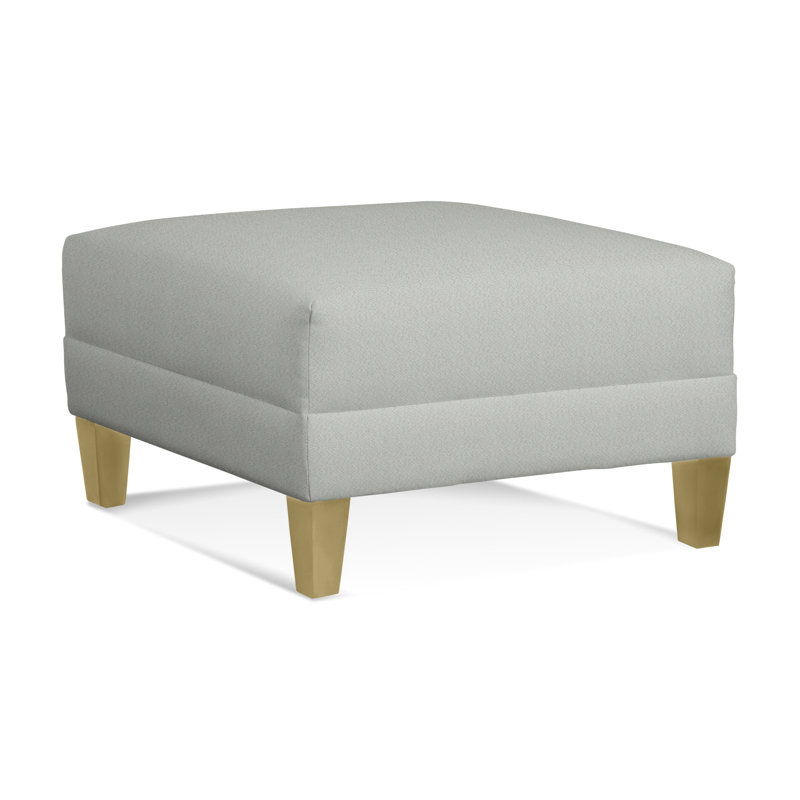 Alexa Square Ottoman, Elite Dove Linen, Brass