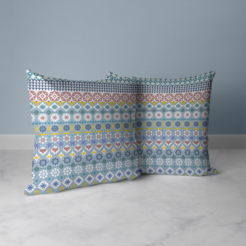 Coussin décoratif réversible Shape Synergy, Bleu/Multi, H 16 po x l 16 po