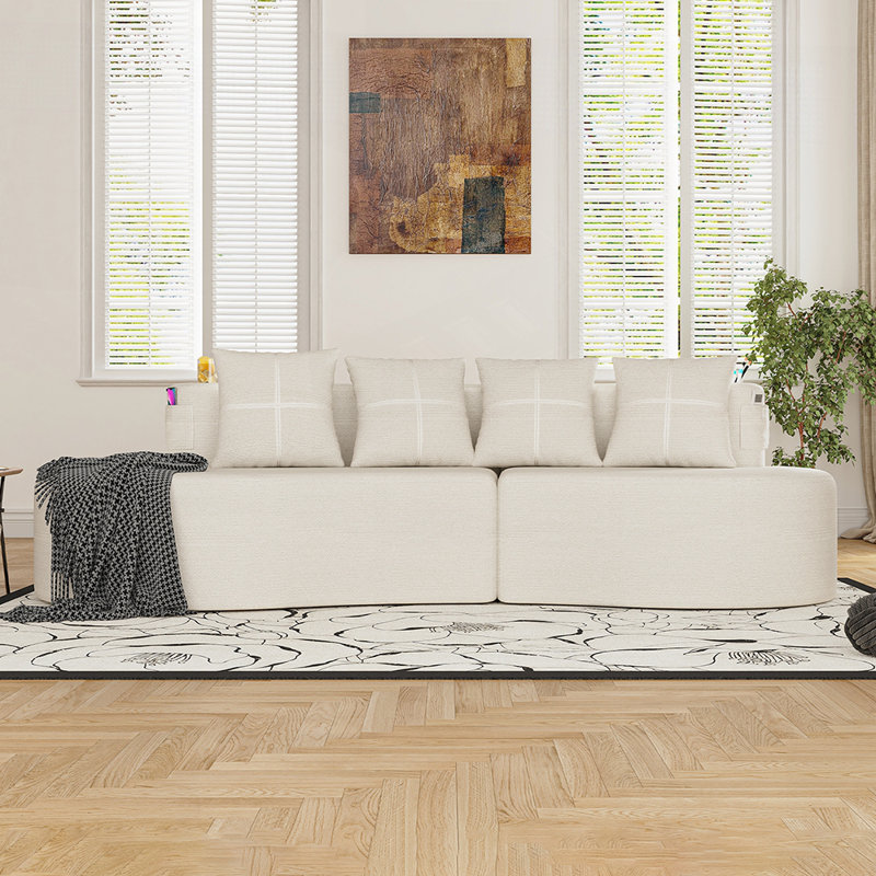 Canapé modulaire incurvé moderne 3 places, Beige