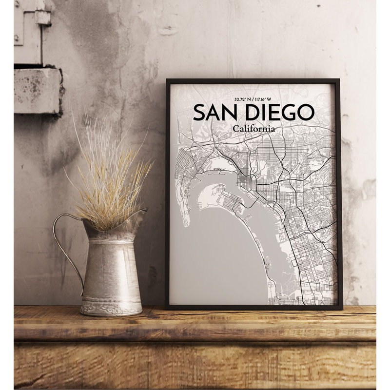 San Diego City Map - No Frame Print, 43.2cm H x 27.9cm W x 0.13cm D