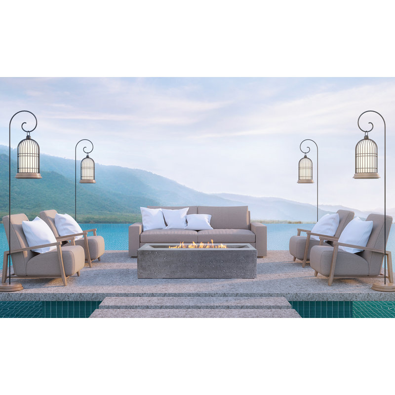 Milenia Concrete Propane/Natural Gas Fire Pit Table, Natural Gas, Light Gray