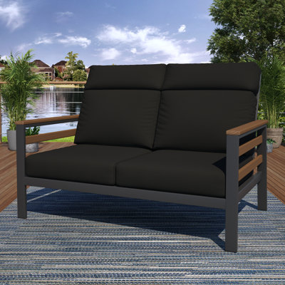 Causeuse d'extérieur en métal avec coussin Sunbrella Townsend