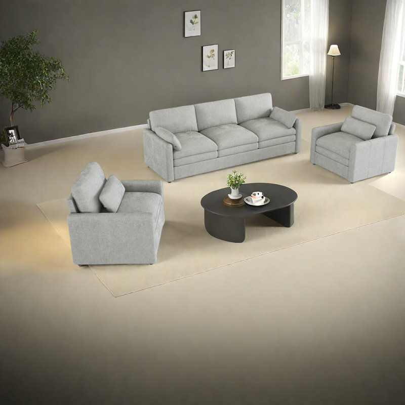 Canapés modernes confortables, revêtement en chenille de qualité supérieure et design polyvalent pour le salon