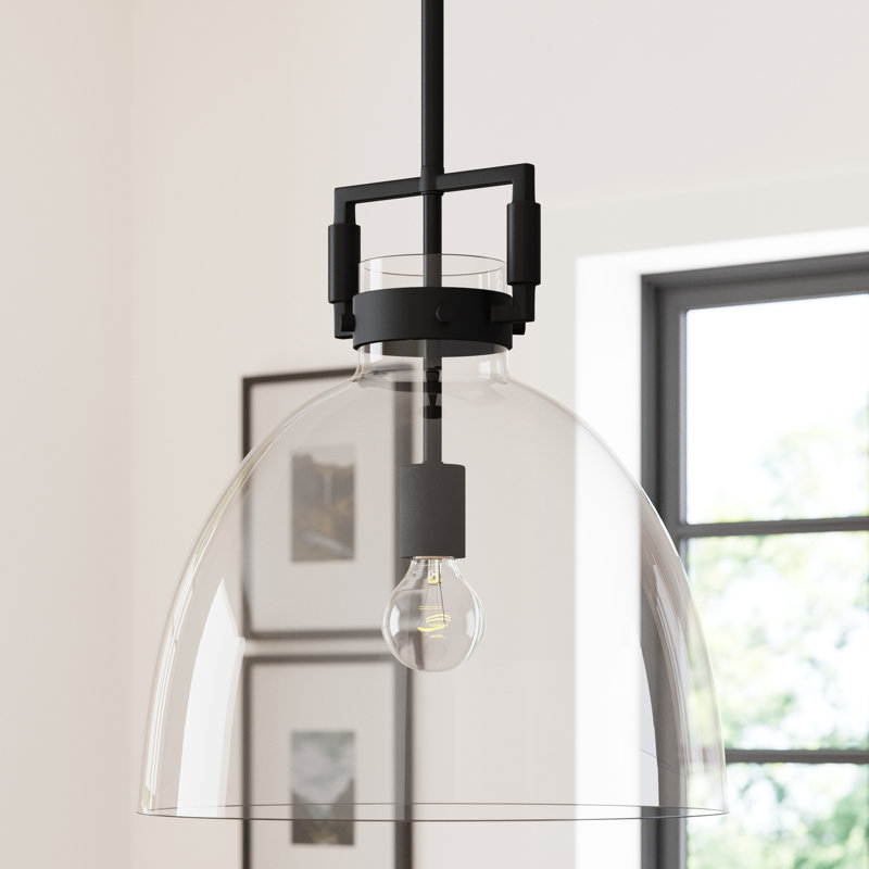 Luminaire suspendu en dome à 1 lumière, Noir
