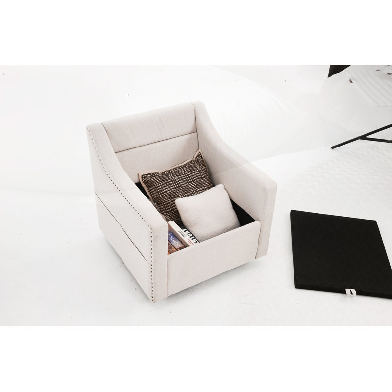Fauteuil d'appoint pivotant en tissu, Lin beige