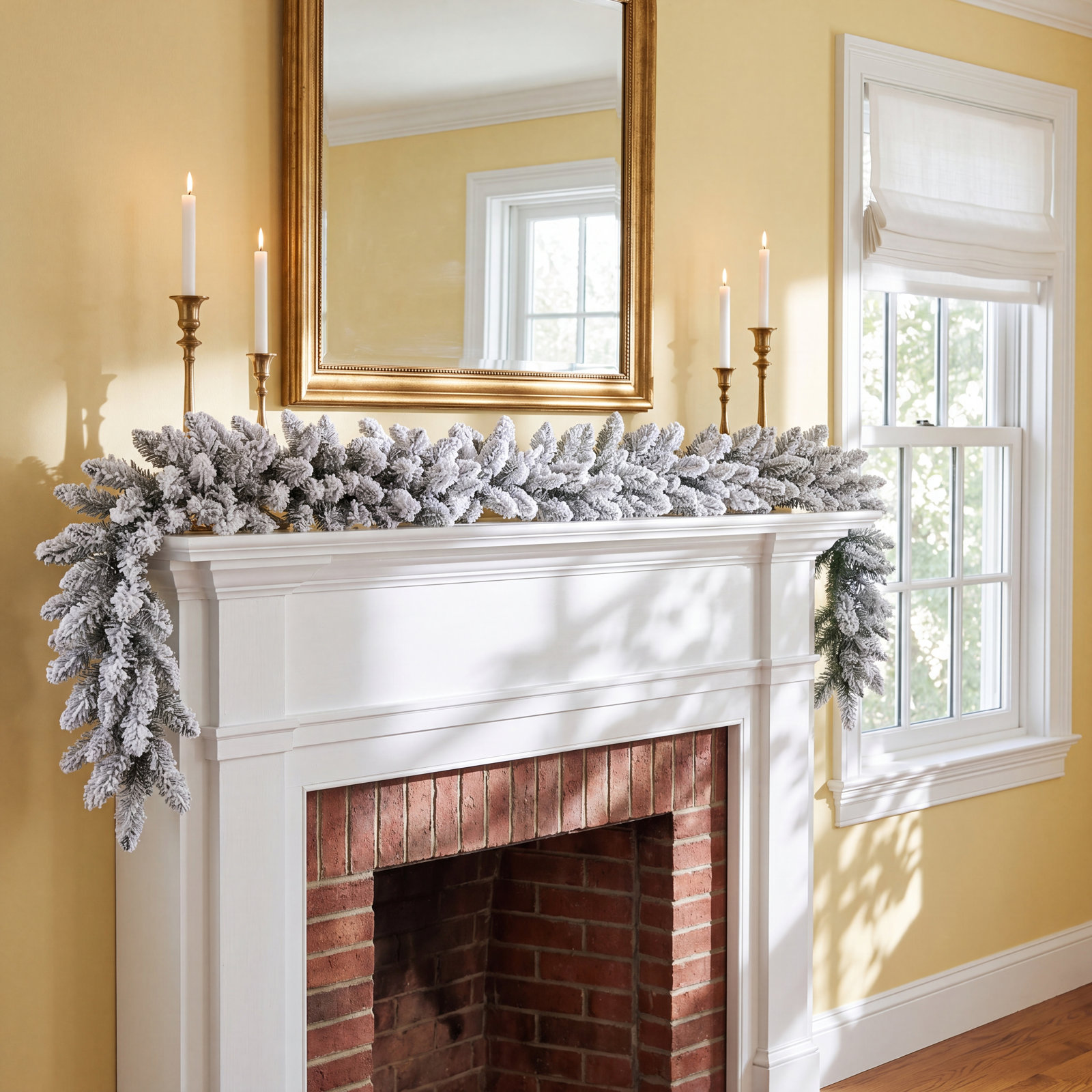9ft Flocked Christmas Garland with LED Lights