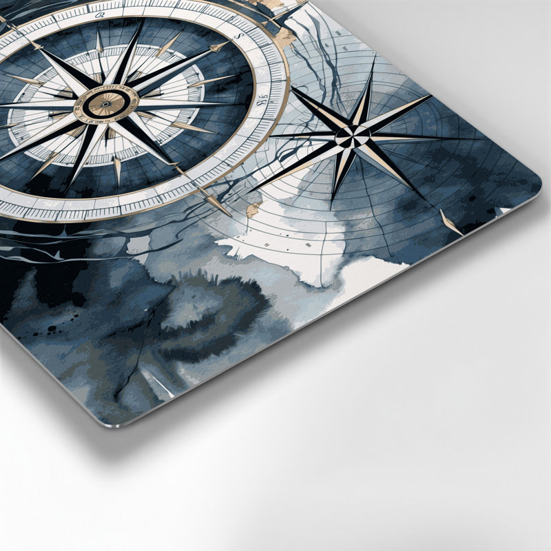 Art mural en métal bleu nautique contemporain, H 8 po x l 10 po