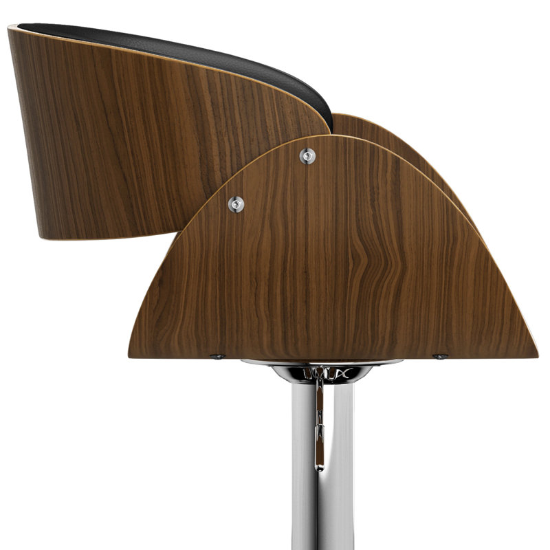 Amery Adjustable Swivel Black Wood and Metal Bar Stool