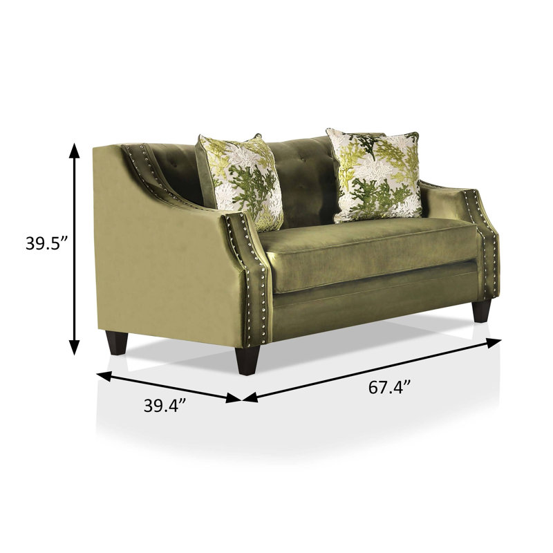 Causeuse transitionnelle l 67,4 po, vert, Microfibre - vert