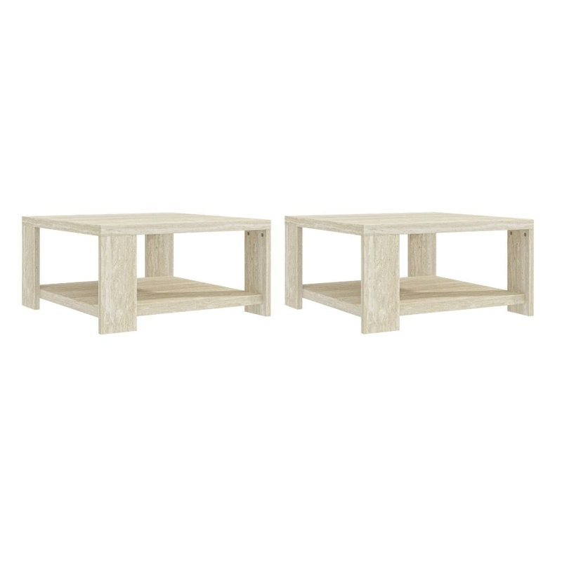 Ensemble de 2 tables basses Nathanial, Travertin
