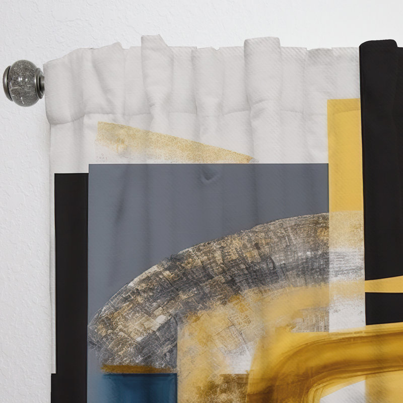 Glam Gold And Black Expression IV - Modern Velvet Curtain - Room Darkening - 1 panel, 52" W x 120" L