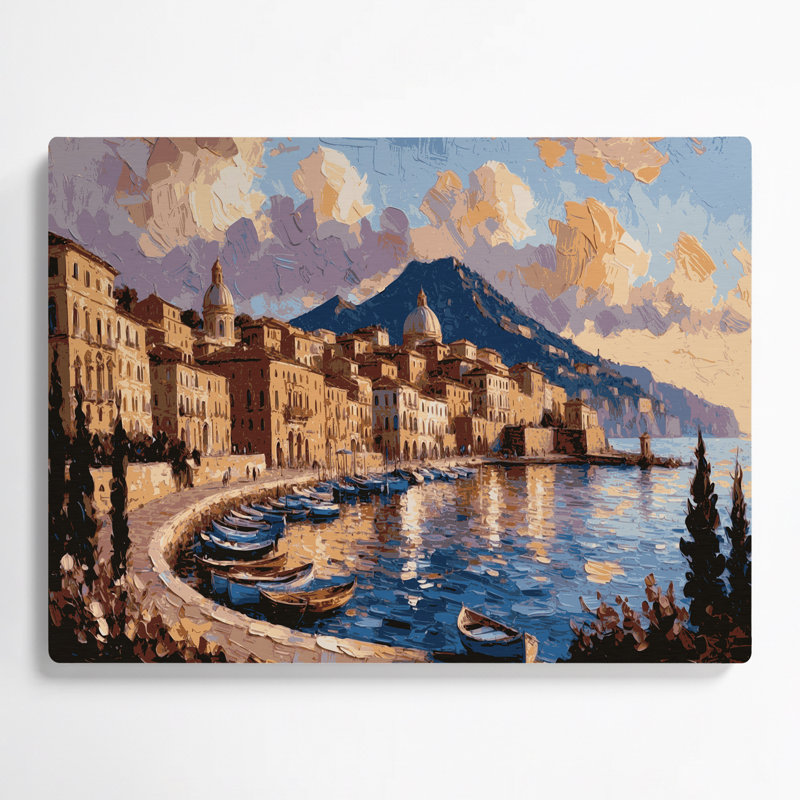 Cities Naples Italy Beige Metal Wall Art, 11" H x 14" W