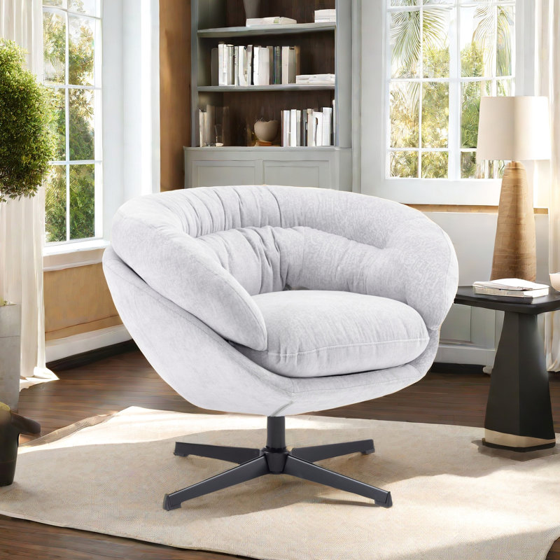 Chaise pivotante 360 en chenille grise - Offrez un soutien optimal à votre décor pour créer une chambre à coucher élégante