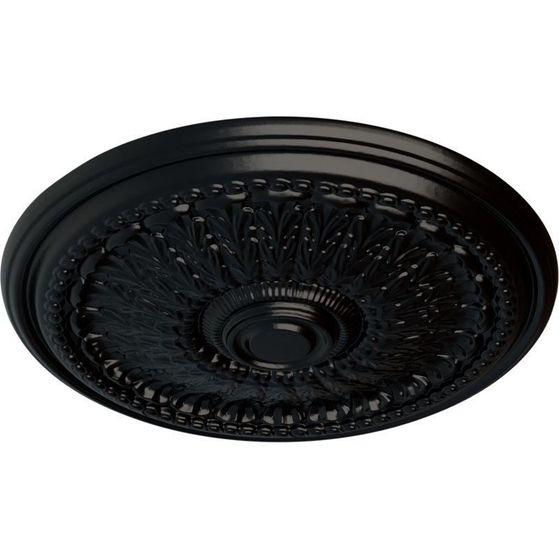 Endurathane Brunswick Ceiling Medallion, 27"OD x 2 1/2"P (Fits Canopies up to 4 1/2"), Hand-Painted Jet Black Finish